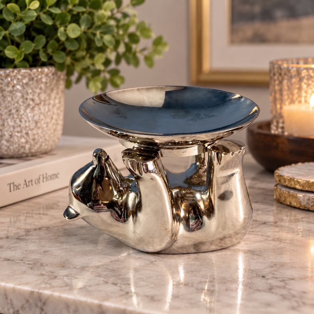 Restoration Hardware Polar Bear Butler Silverplate Trinket Dish Box Bag 2004